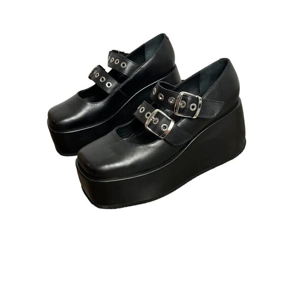 Free People Rhys Platform Mary Janes Grommet Strap Women's 8.5 Leather Punk - Picture 1 of 13